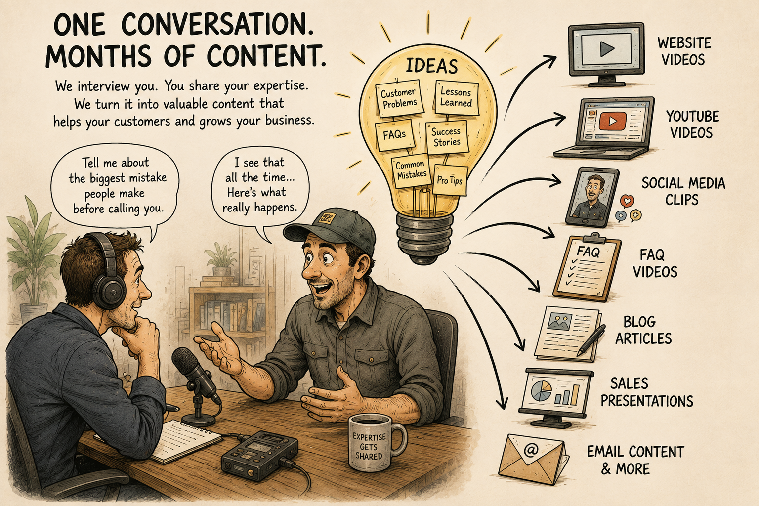 Interviewing a business owner to uncover expertise and customer insights