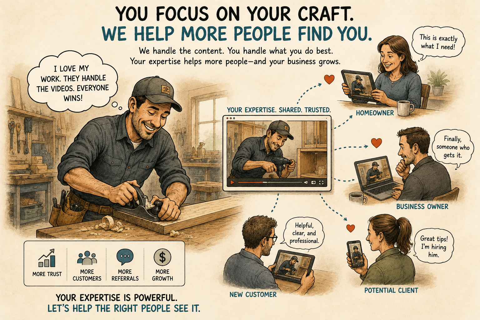Customers finding helpful videos from a skilled professional